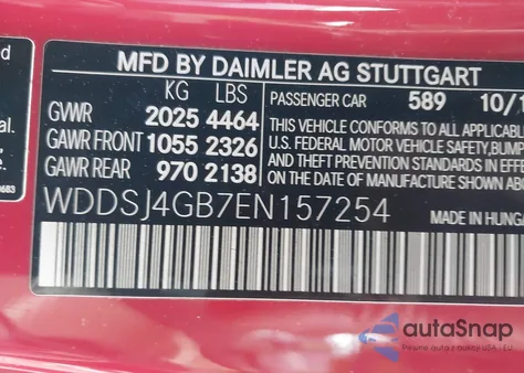 2014 Mercedes-Benz Cla 250 4Matic z USA, uszkodzony, nr VIN WDDSJ4GB7EN157254